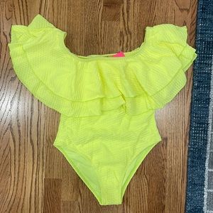 Neon yellow swimsuit